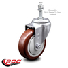 Service Caster 4 Inch Maroon Polyurethane Wheel Swivel 10mm Threaded Stem Caster SCC SCC-TS20S414-PPUB-MRN-M1015